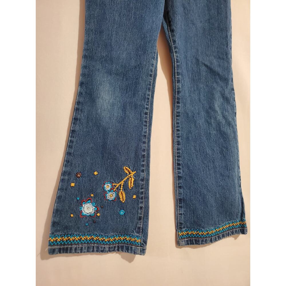 Vtg Jordache Embroidered Flare Hippie Jeans Girls Size 8 Boho 90s Y2K Cotton - Picture 3 of 9